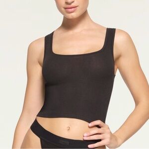 SKIMS Black Cotton Rib Tank. Women’s Size XS